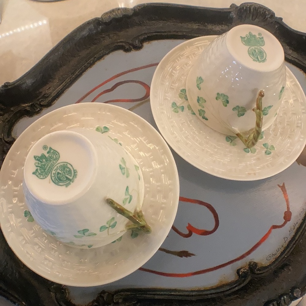 HOST PICK😀Belleek fine porcelain tea cup and saucer set of two - Picture 4 of 9